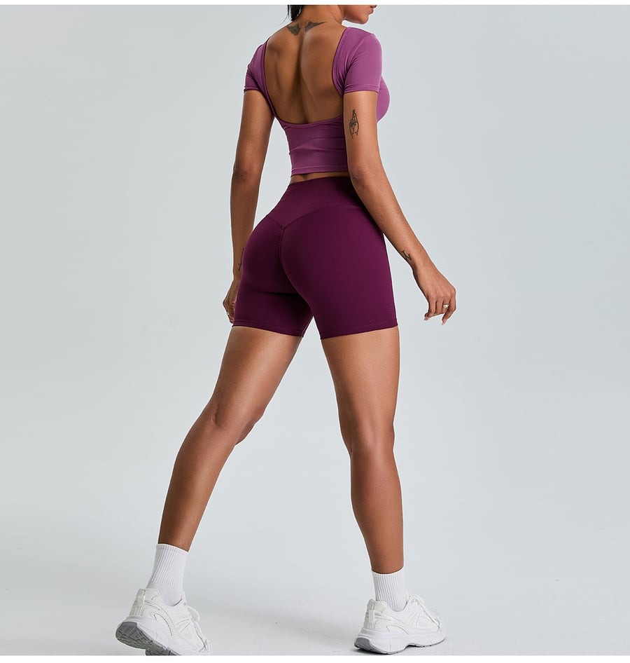 Sexy Backless Short-sleeved Yoga Sports Tops