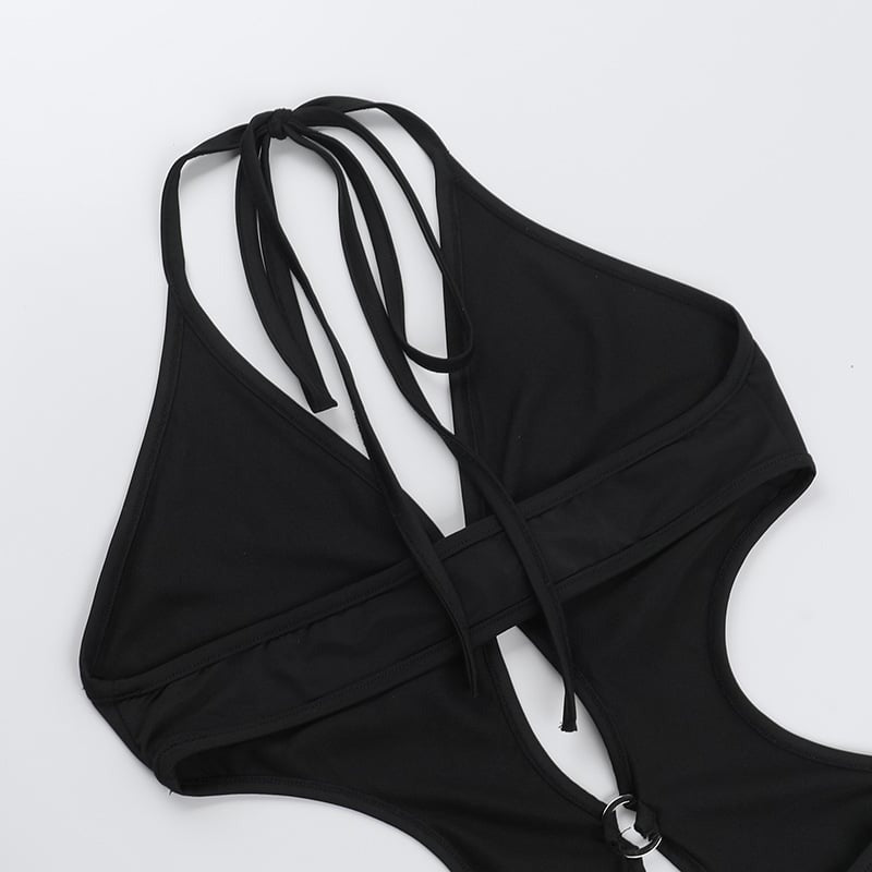 Black Sexy Hollowout One Piece Swimsuit