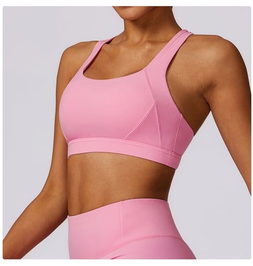 BREEHER Cross Straps Back Patchwore Vest Sports Bras