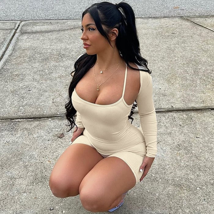 Sexy U-neck Cape Cross Strap Jumpsuit Romper
