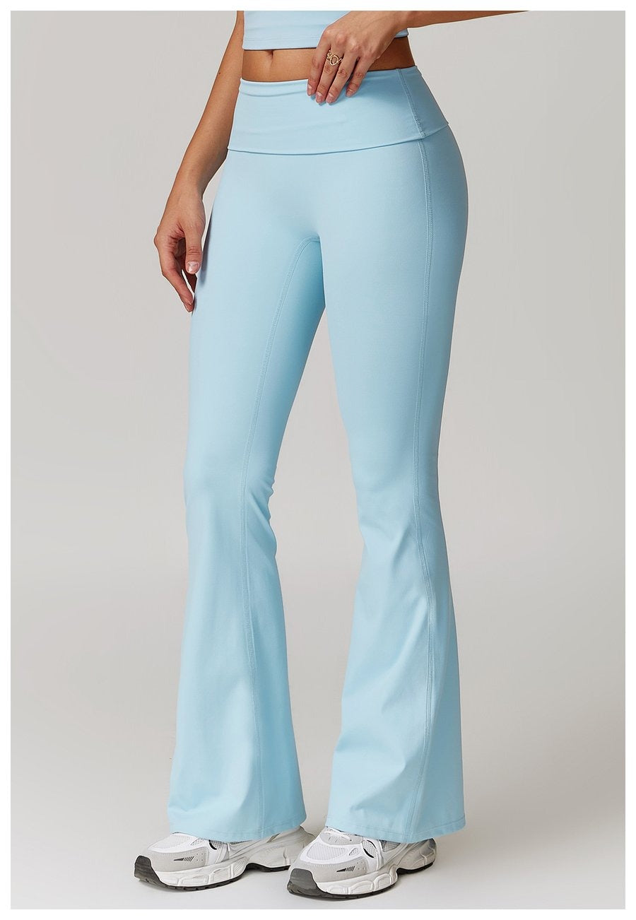 BREEHER Folded Waist Seamless Quick Drying Hip Lifting Leggings