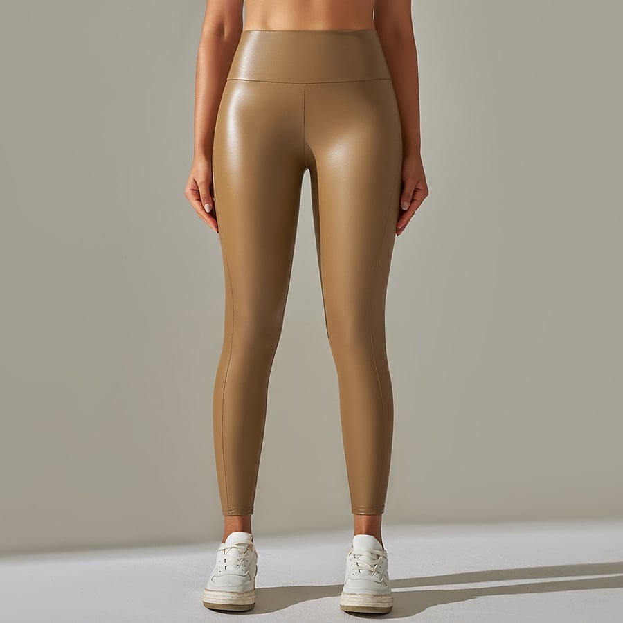 BREEHER PU High Waist Elasticity Quick Drying Leggings