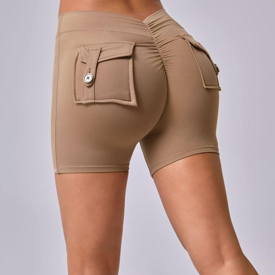 Back V Cargo Pocket Hip-lifting Peach Hip Fitness Yoga Shorts