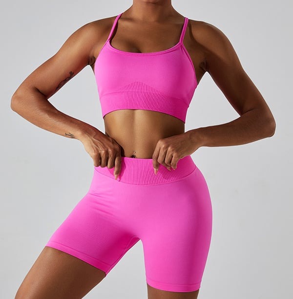 Sexy Backless Hollow Cross Strap Yoga Top With Chest Pads