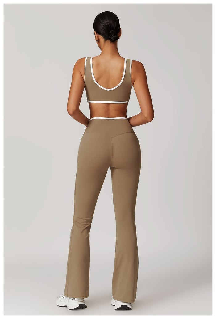 BREEHER Color Clash Bras Hip Lifting Leggings Two Piece Set Sports Suits