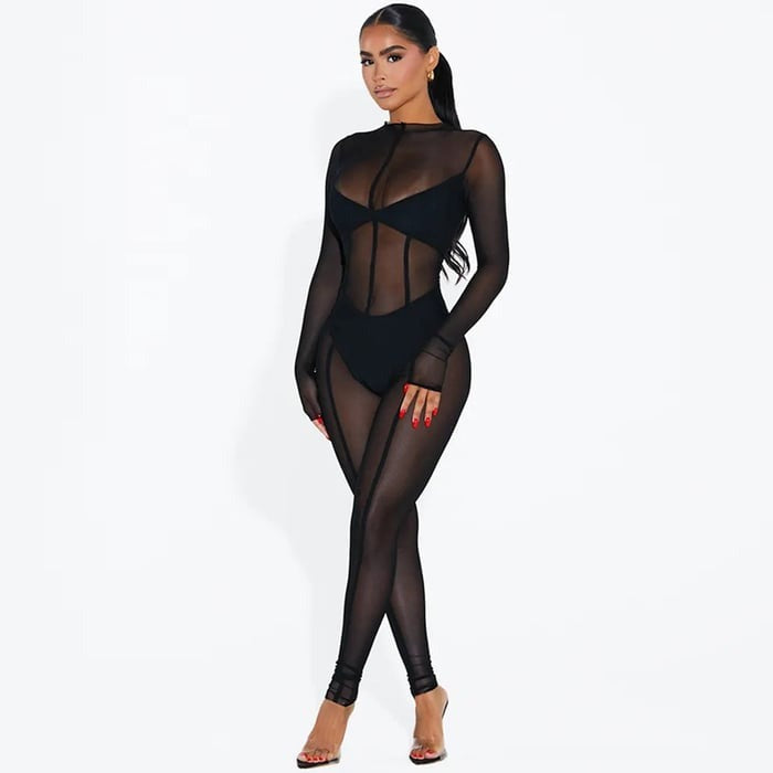 Female Sexy Mesh Yoga Jumpsuit