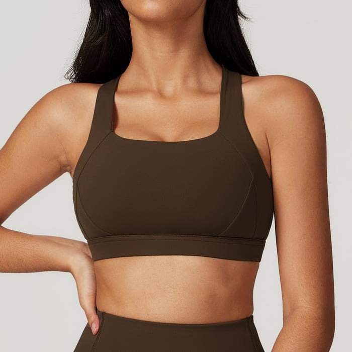 BREEHER Cross Straps Back Patchwore Vest Sports Bras
