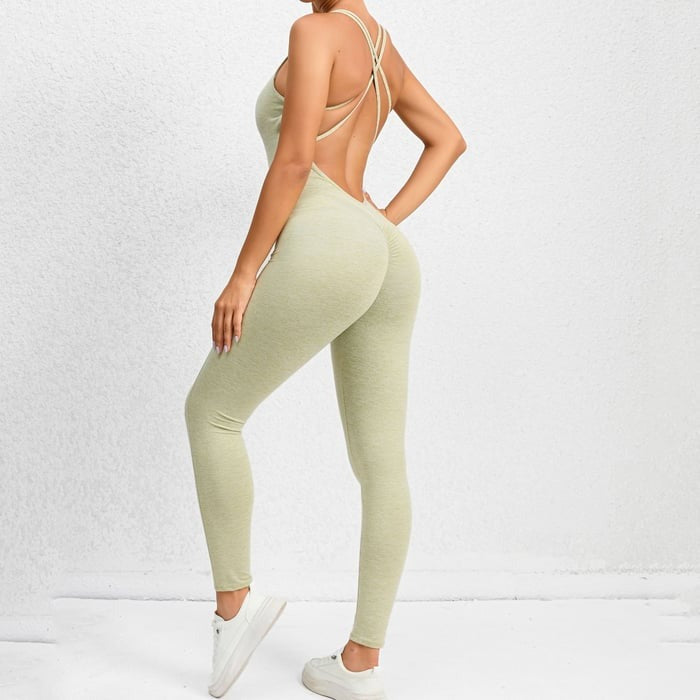 BREEHER Women's Backless Sports Yoga Fitness Jumpsuit