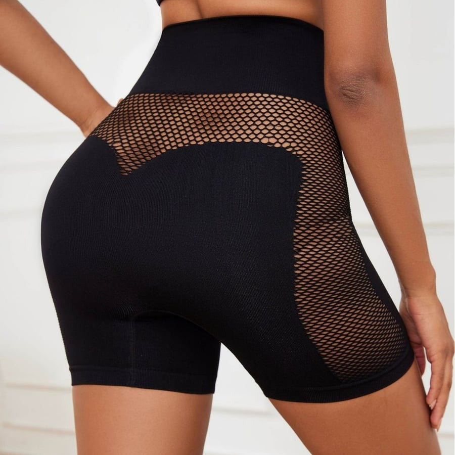 Sexy Mesh See-Through Seamless High Waist Hip-Lifting Shorts