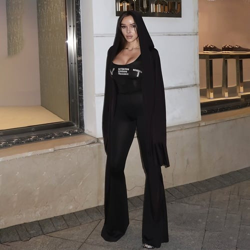 Sexy Letter Rhinestone Flared Jumpsuit