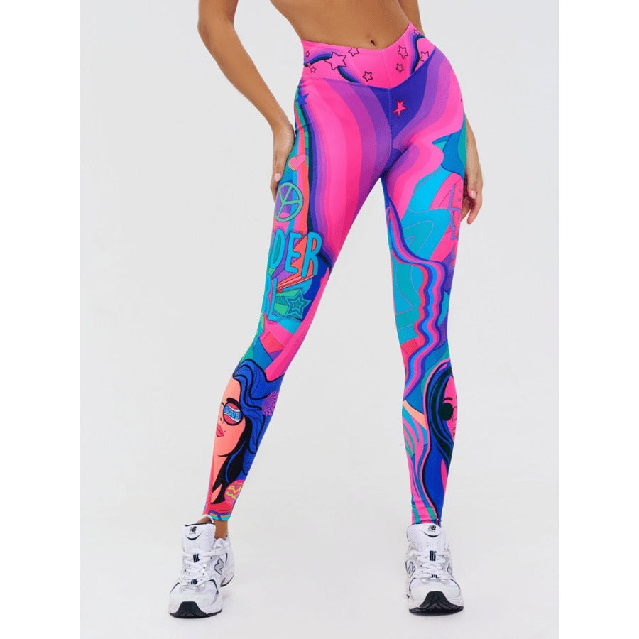 BREEHER High Waisted Printed Butt Lifting Fitness Leggings