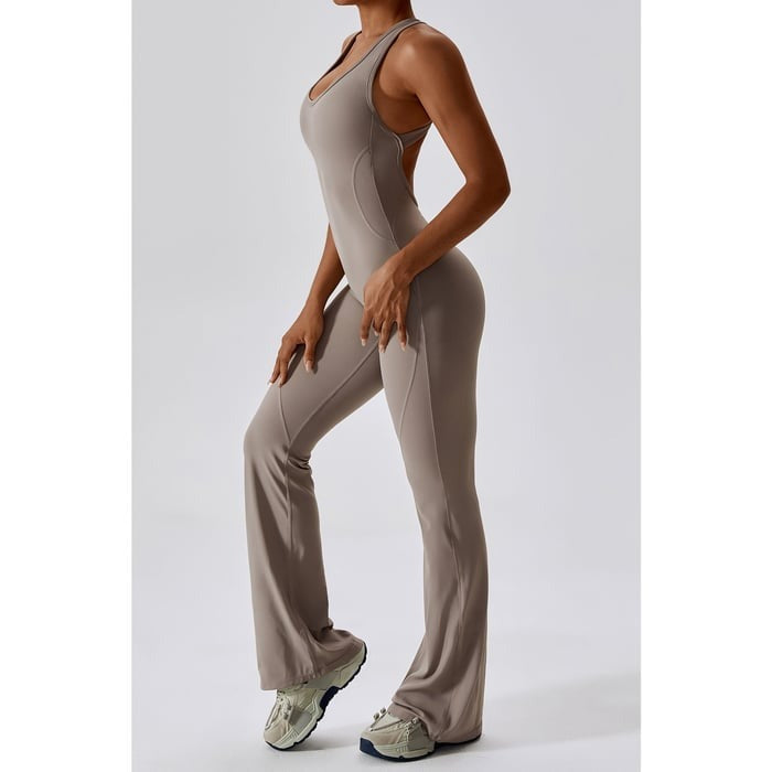 BREEHER Backless Flared Pants Quack Drying Highly Elastic Jumpsuits