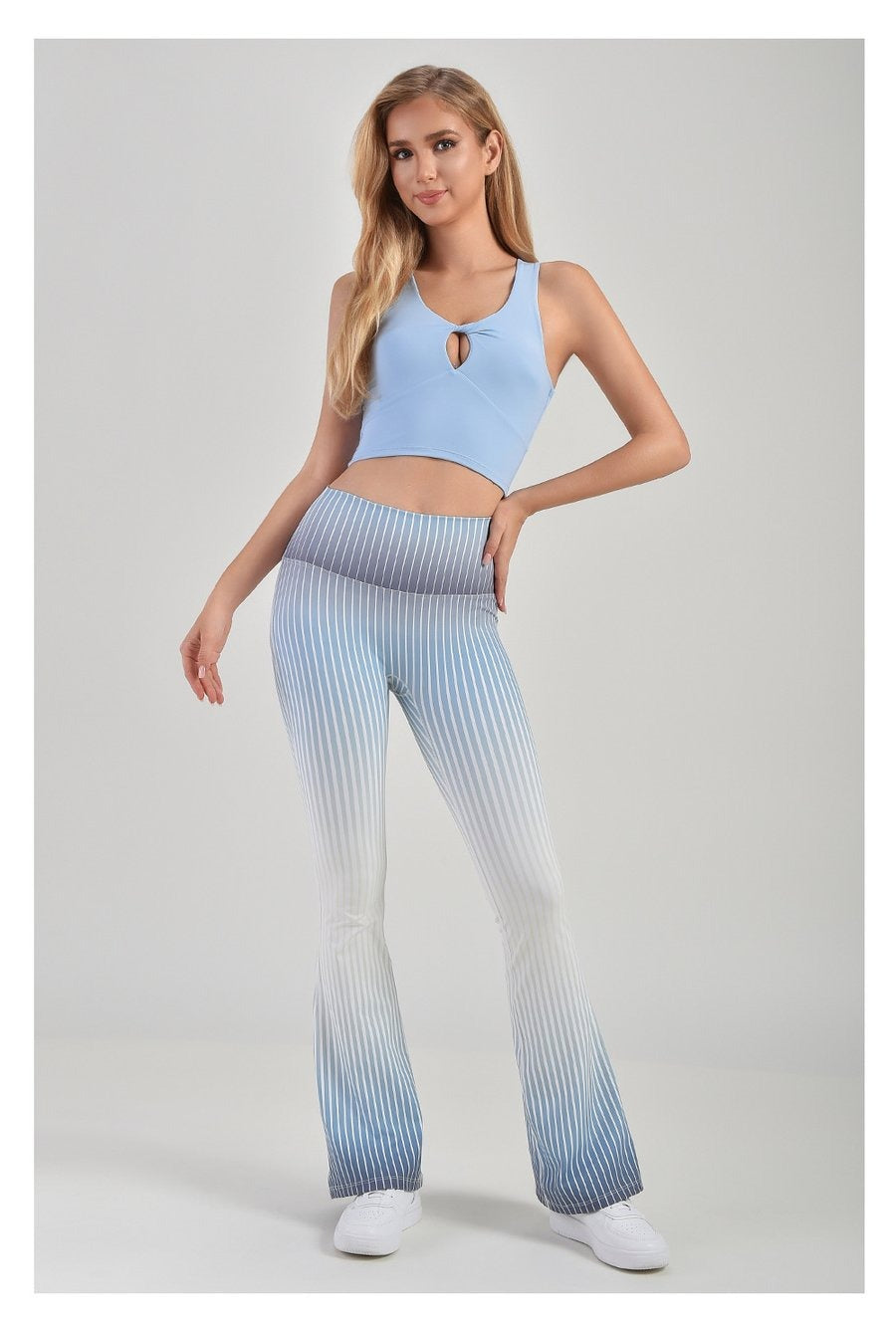 Striped Gradient Flared High Waist Yoga Leggings