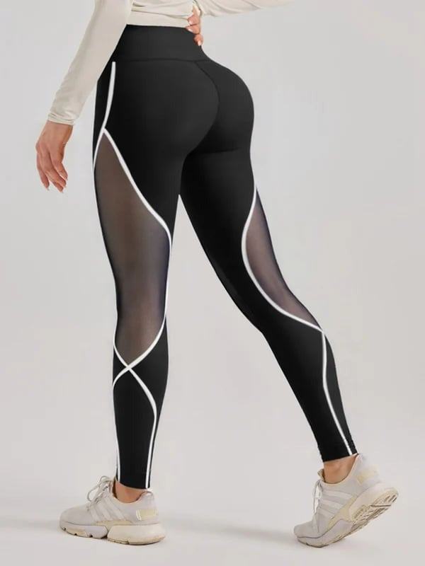 Female Super Sexy Mesh Contrasting Colors Hip-lift Leggings