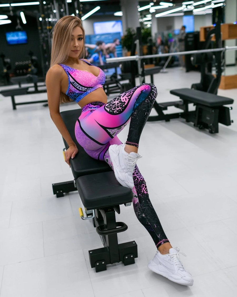 BREEHER High Waisted Printed Butt Lifting Fitness Leggings