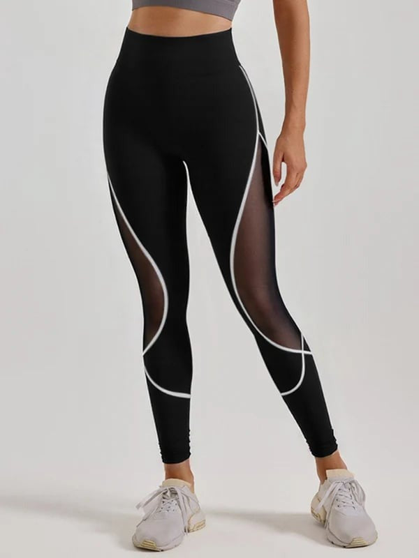 Female Super Sexy Mesh Contrasting Colors Hip-lift Leggings