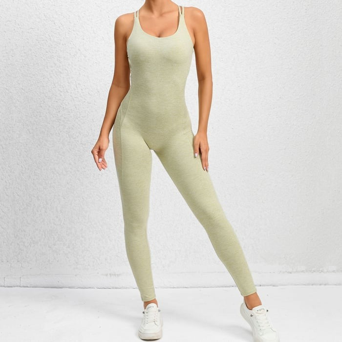 BREEHER Women's Backless Sports Yoga Fitness Jumpsuit