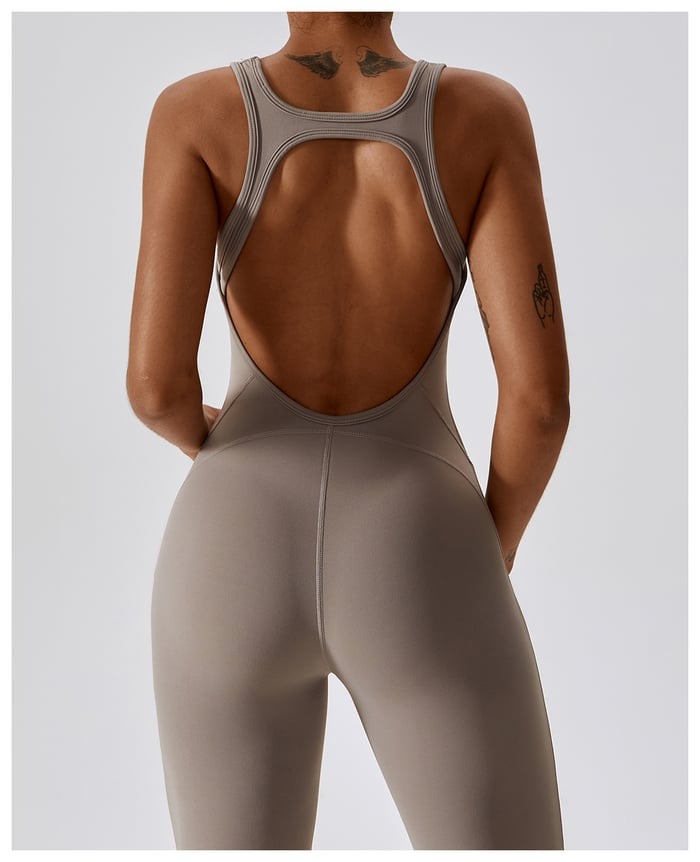BREEHER Backless Flared Pants Quack Drying Highly Elastic Jumpsuits
