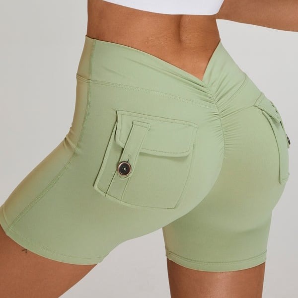 Back V Cargo Pocket Hip-lifting Peach Hip Fitness Yoga Shorts