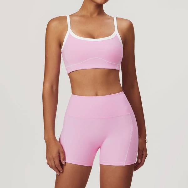 BREEHER Contrasting Color Lines Vest Shorts Two Piece Set Sports Suits