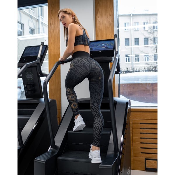 BREEHER Print Leggings Two Piece Set Sports Suits