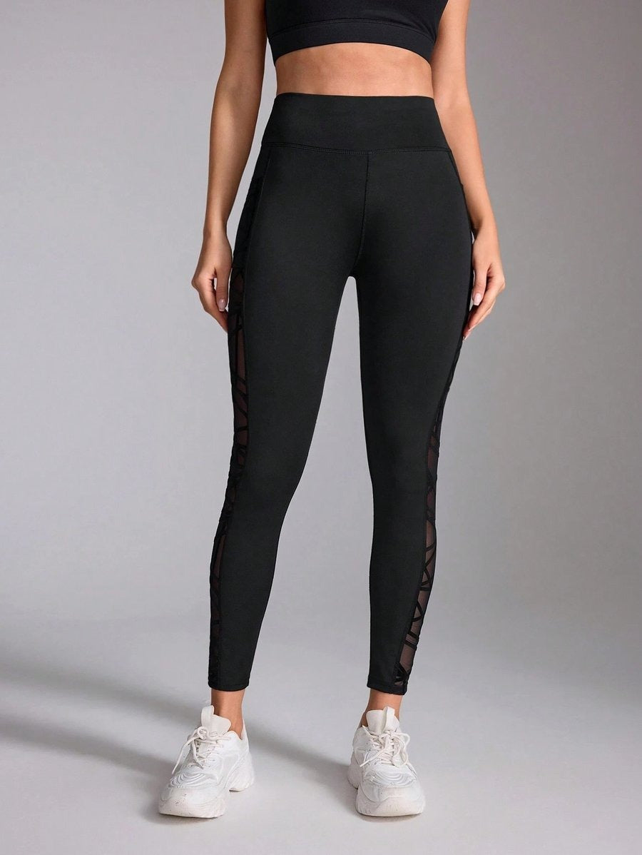 Female Mesh Splice Yoga Leggings