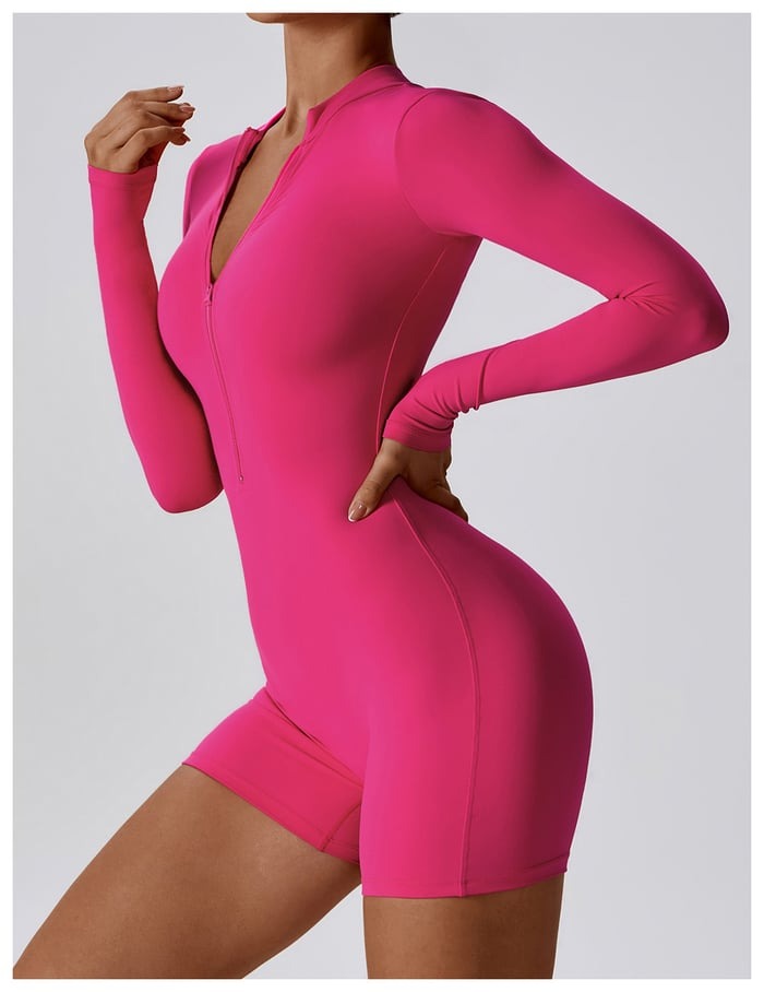 BREEHER Upright Collar Zipper Highly Elastic Jumpsuit