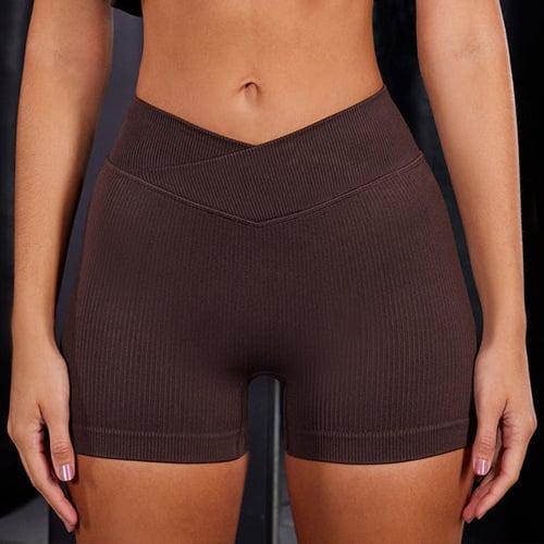 BREEHER V Waist Ribbed Hip Lifting Shorts