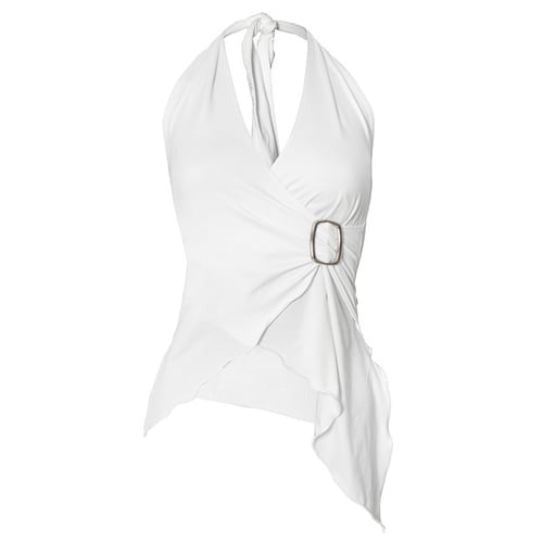 Sexy V-neck Halter Neck Cross Solid Color Top