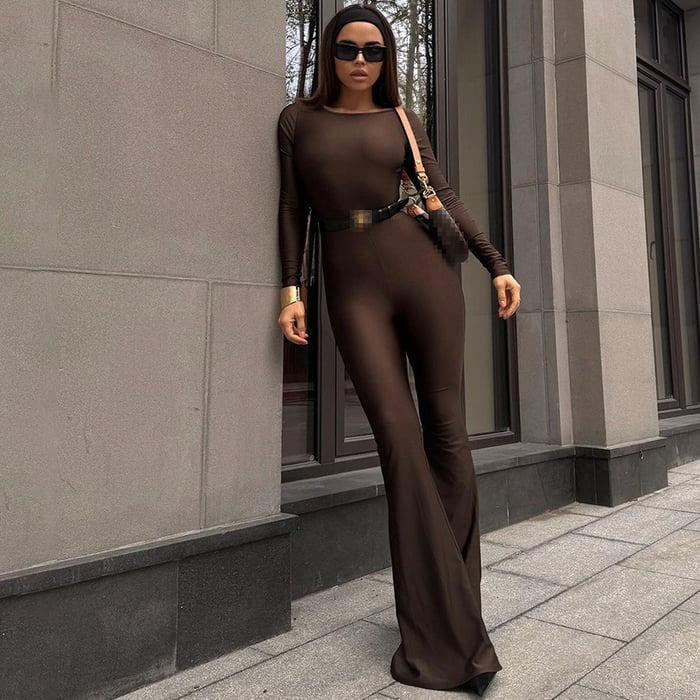Sexy Solid Color Backless Jumpsuit