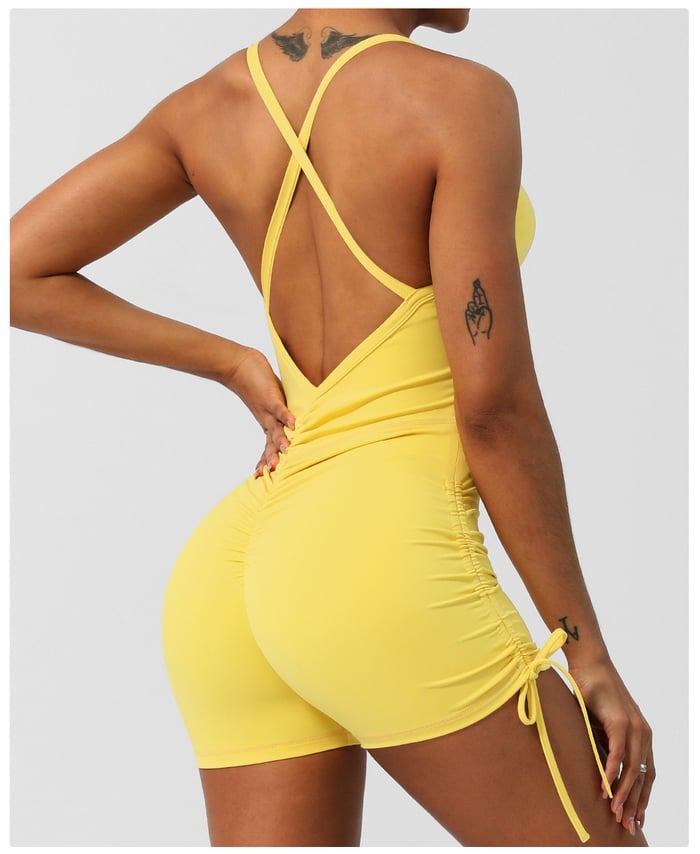 Cross-Back Seamless Sports Peach Hip One-piece Yoga Jumpsuit