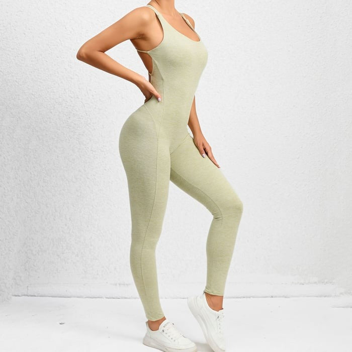 BREEHER Women's Backless Sports Yoga Fitness Jumpsuit