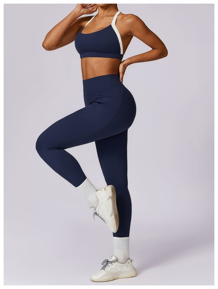 BREEHER Backless Vest Hip Lifting Two Piece Set Sports Suits