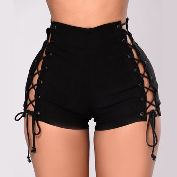 Female Sexy Drawstring Hollow Out Shorts