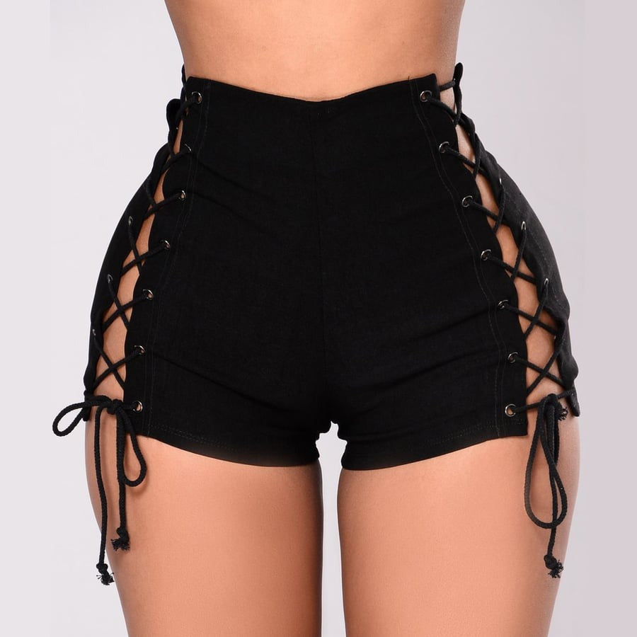 Female Sexy Drawstring Hollow Out Shorts