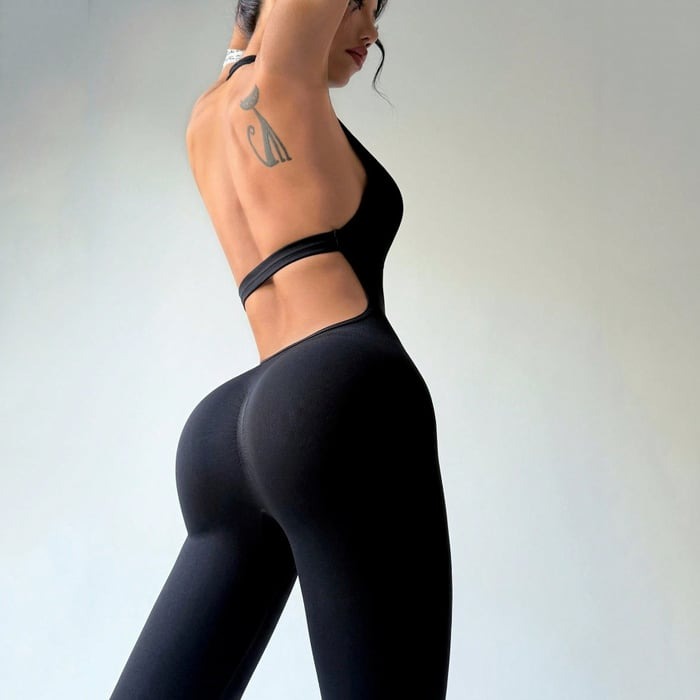 Sexy Backless Halter Neck Hip Lift Yoga Jumpsuit