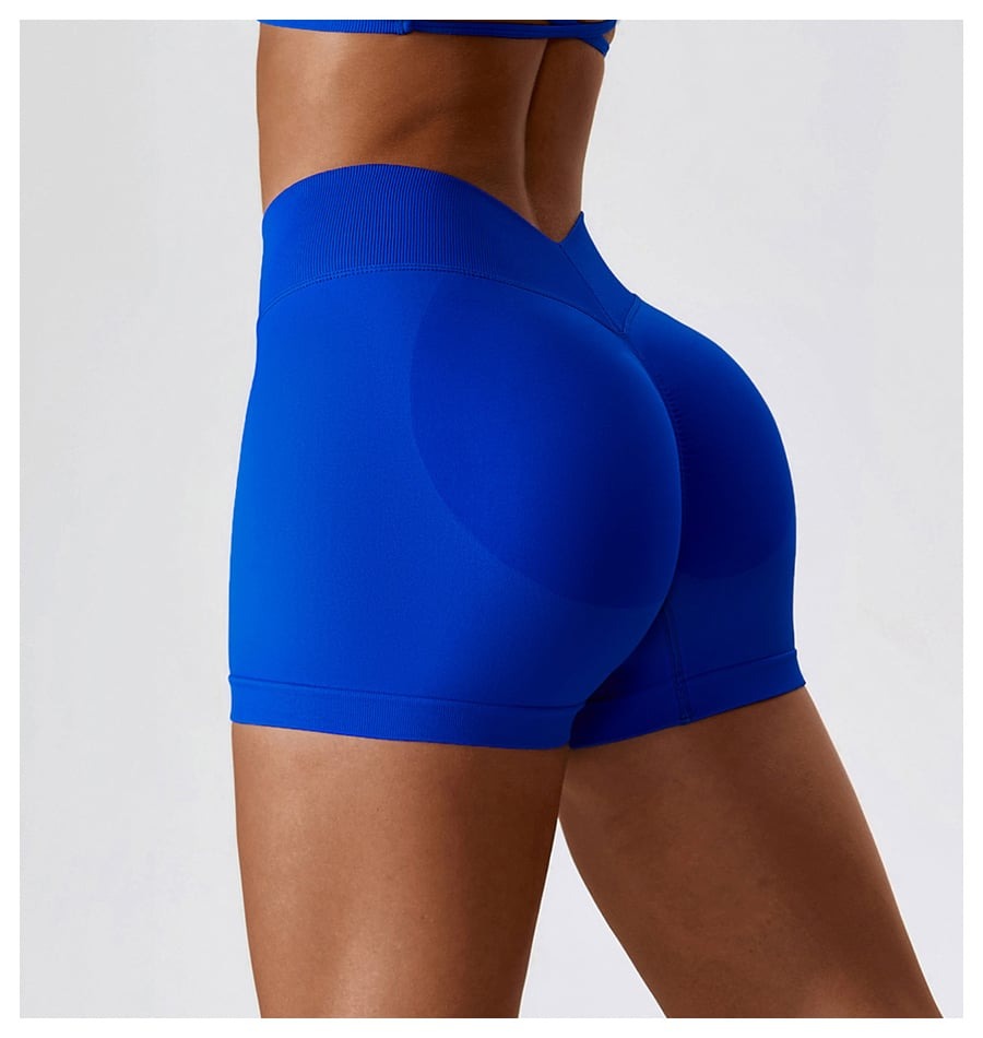 BREEHER V Waist Ruched Hip Lifting Quick Drying Shorts