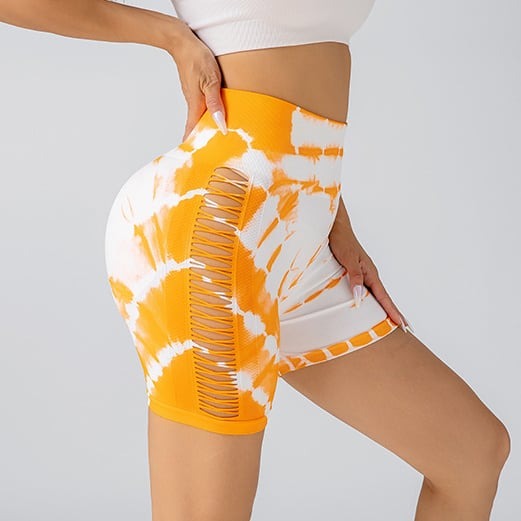 Hollow Gradient Color Hip-Lifting Yoga Shorts
