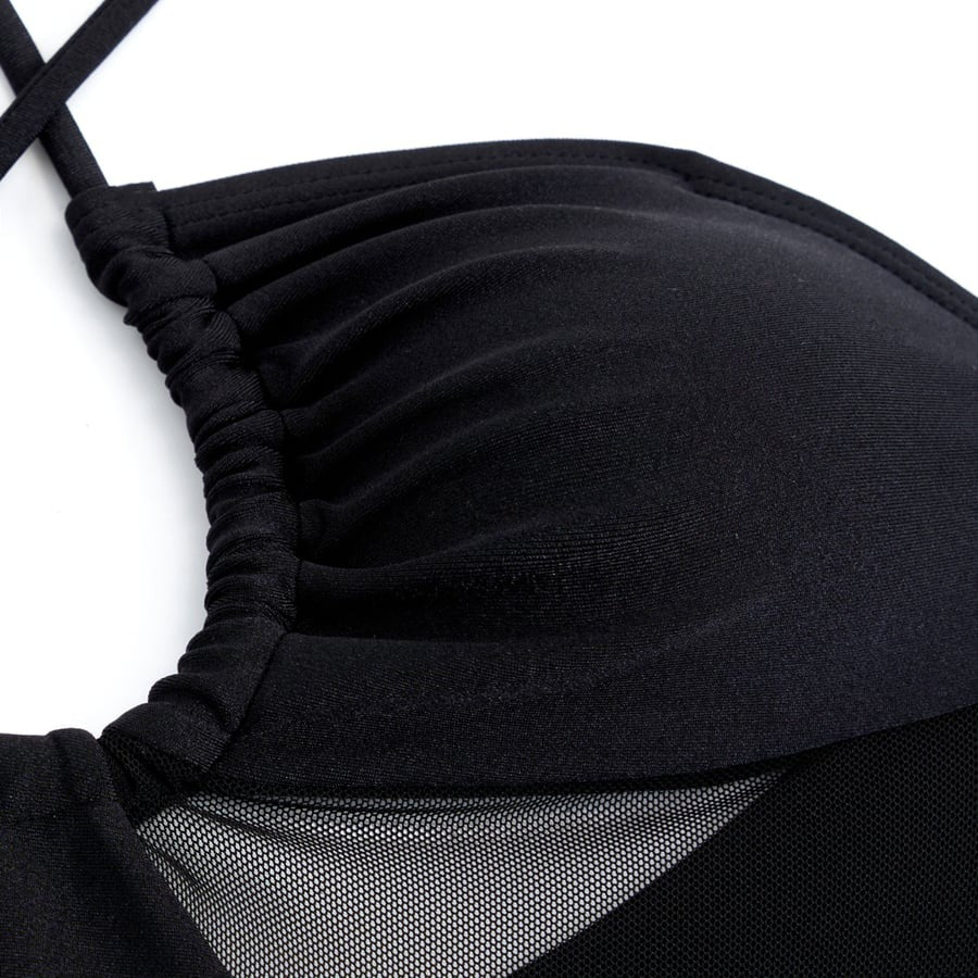 Sexy Mesh Splice One Piece Swimsuit