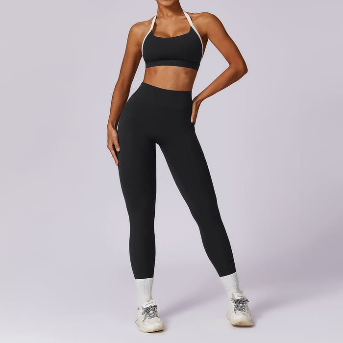 BREEHER Backless Vest Hip Lifting Two Piece Set Sports Suits