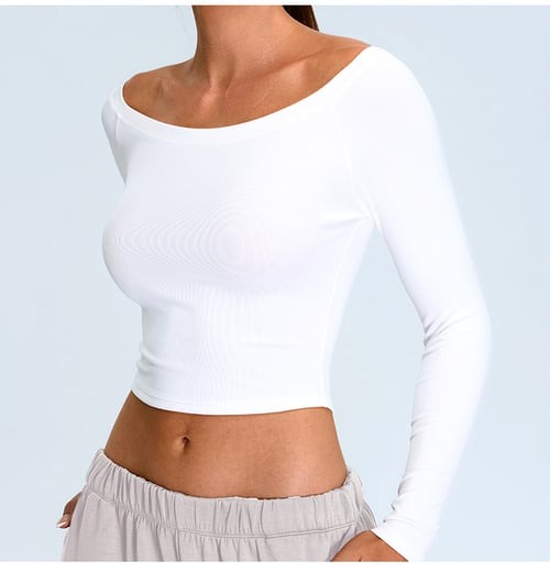 Sexy One Shoulder Long Sleeve Yoga Fitness Top