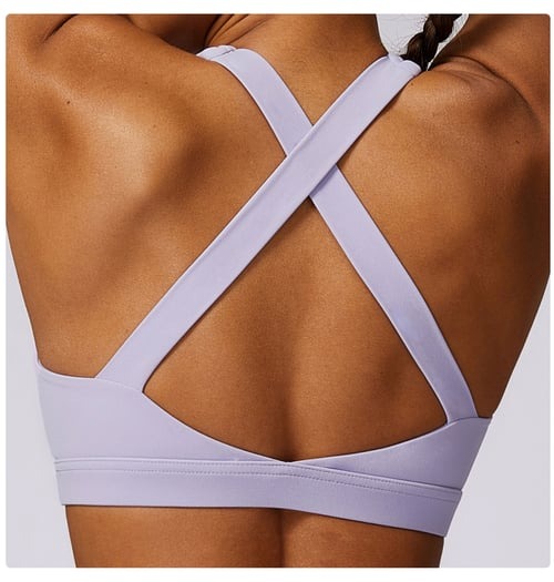 BREEHER Cross Straps Back Patchwore Vest Sports Bras