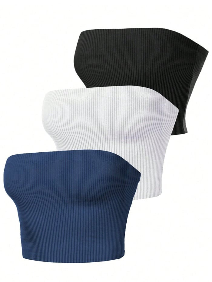 BREEHER Ribbed Breathable Tube Top Bras