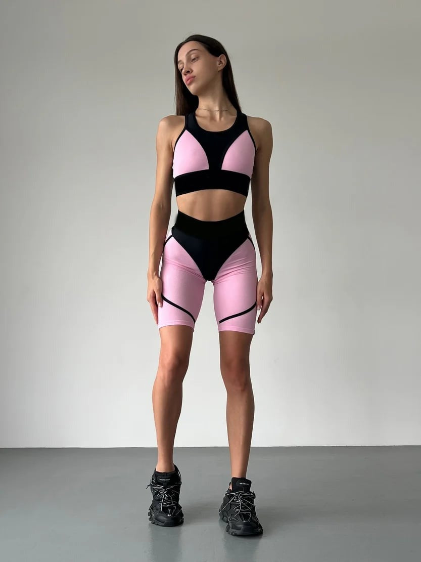 Super Nuts "Flamingo Relief" Stitching Hip Lifting Yoga Cycling Shorts