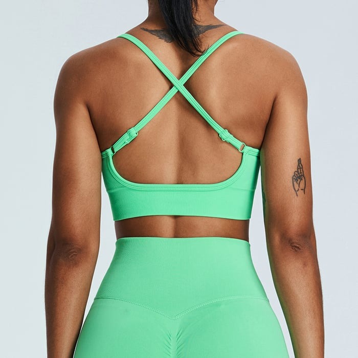 Sexy Backless Hollow Cross Strap Yoga Top With Chest Pads