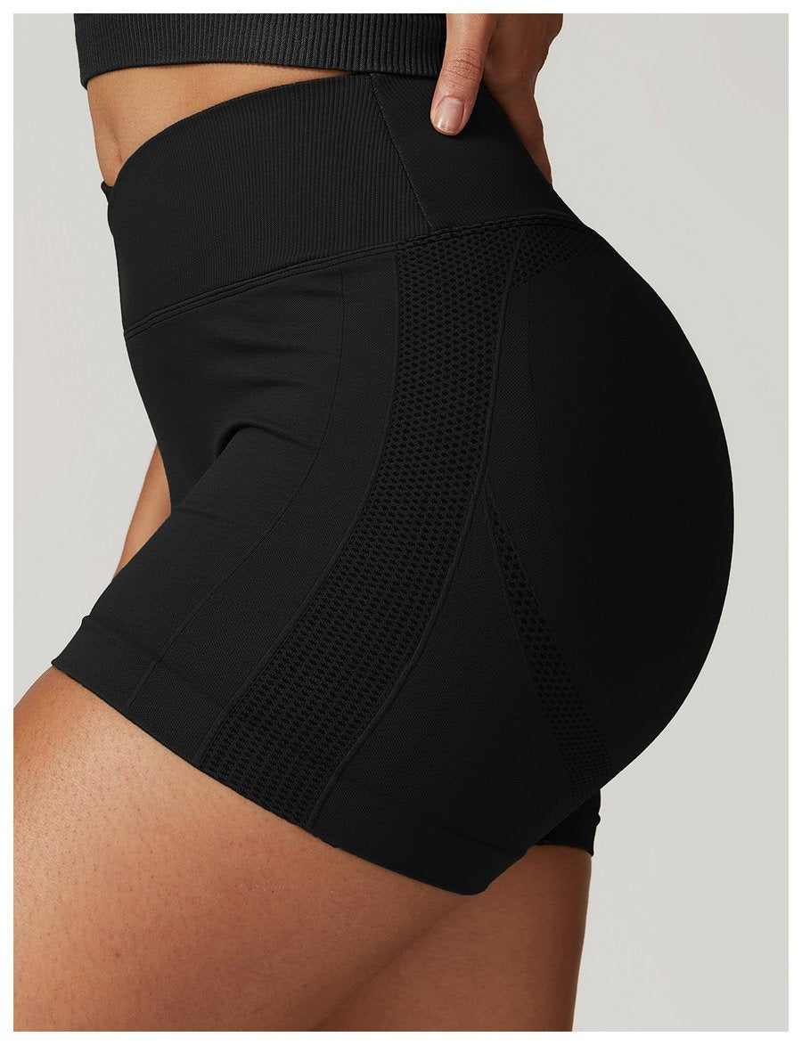 BREEHER Crossed Waist Shape High Waisted Hip Lifting Shorts