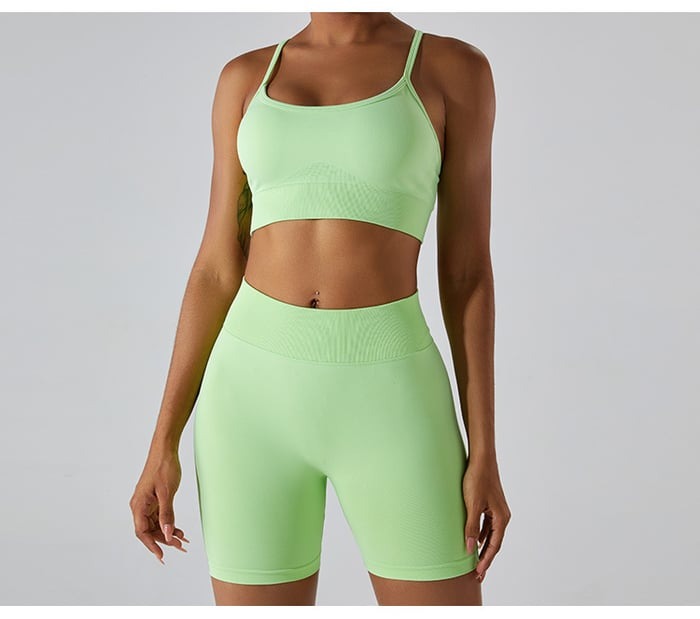 Sexy Backless Hollow Cross Strap Yoga Top With Chest Pads