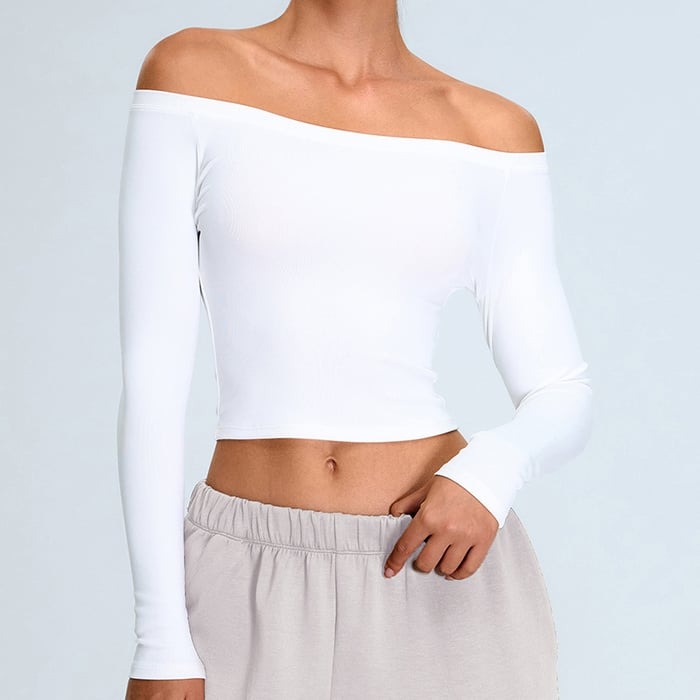 Sexy One Shoulder Long Sleeve Yoga Fitness Top