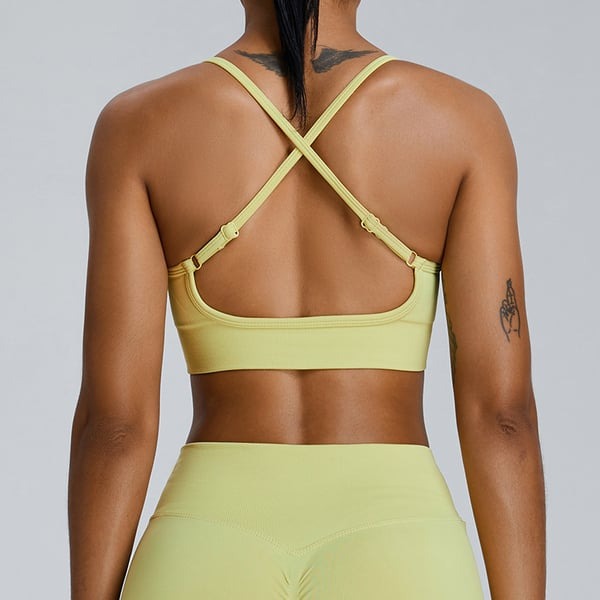 Sexy Backless Hollow Cross Strap Yoga Top With Chest Pads