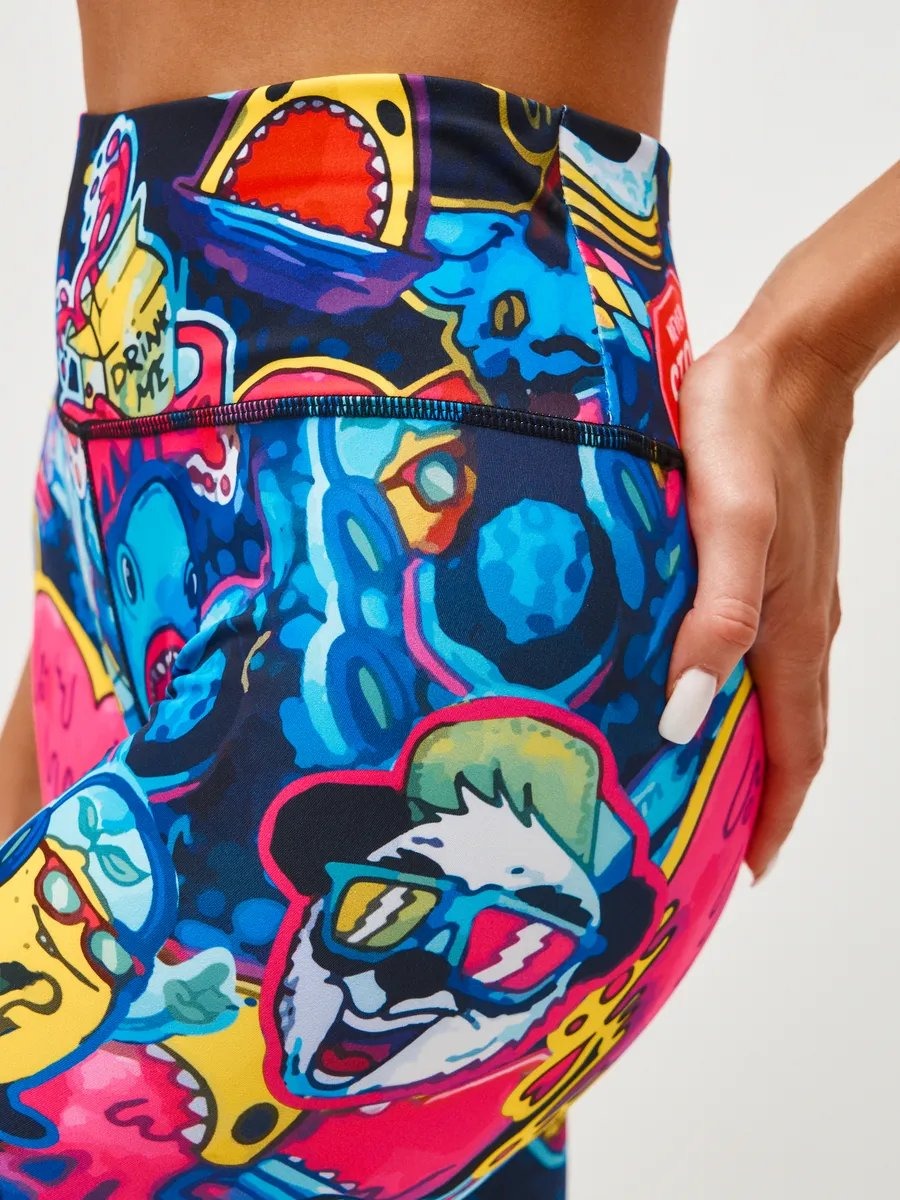BREEHER High Waisted Printed Butt Lifting Fitness Leggings